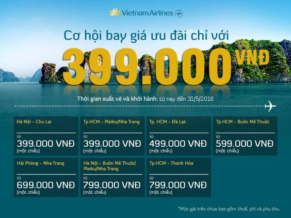 Bay thoả thích với giá vé ưu đãi chỉ 399k từ Vietnam Airlines