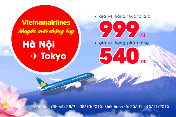 Vé máy bay đi Nhật Bản khứ hồi chỉ từ 540 USD của Vietnam Airlines