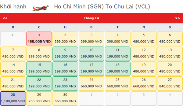 Vé máy bay đi Chu Lai giá chỉ từ 199k