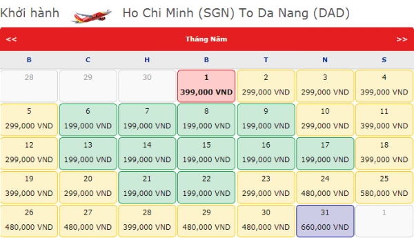 Vé máy bay đi Đà Nẵng giá chỉ từ 199k