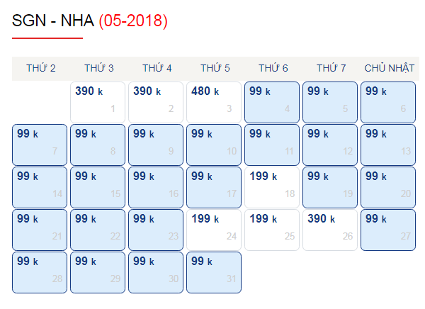 Vé máy bay di Nha Trang tháng 5 giá chỉ từ 99k
