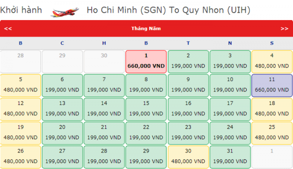 Vé máy bay đi Quy Nhon giá chỉ từ 199k