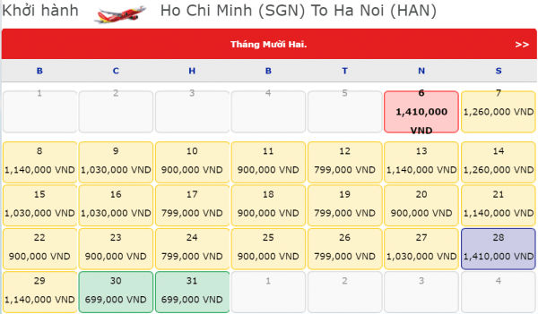Vé máy bay đi Hà Nội dịp noel giá chỉ từ 799k