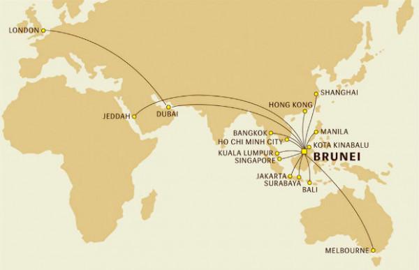 Đường bay của hãng máy bay Royal Brunei Airlines