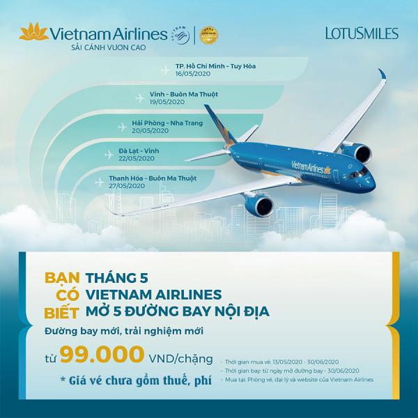 VnAirline mở đồng loạt chuyến bay nội địa giá chỉ từ 99k