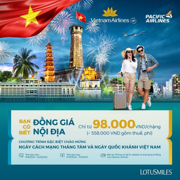 Vietnam Airlines và Pacific Airlines mở bán đồng giá 98k