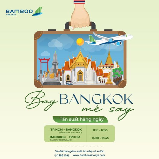 Bay Tp Hồ Chí Minh - Bangkok với ưu đãi hấp dẫn từ Bamboo Airways